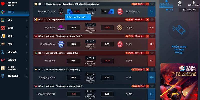 Sân chơi cá cược E-Sports tại VN88 